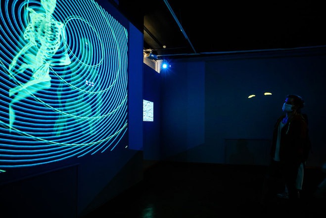 Digital section of the exhibition — multimedia installation. MoOMA, 2021