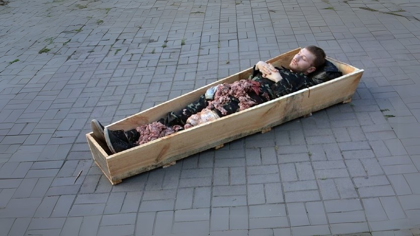 The coffin in public space — performance view.
