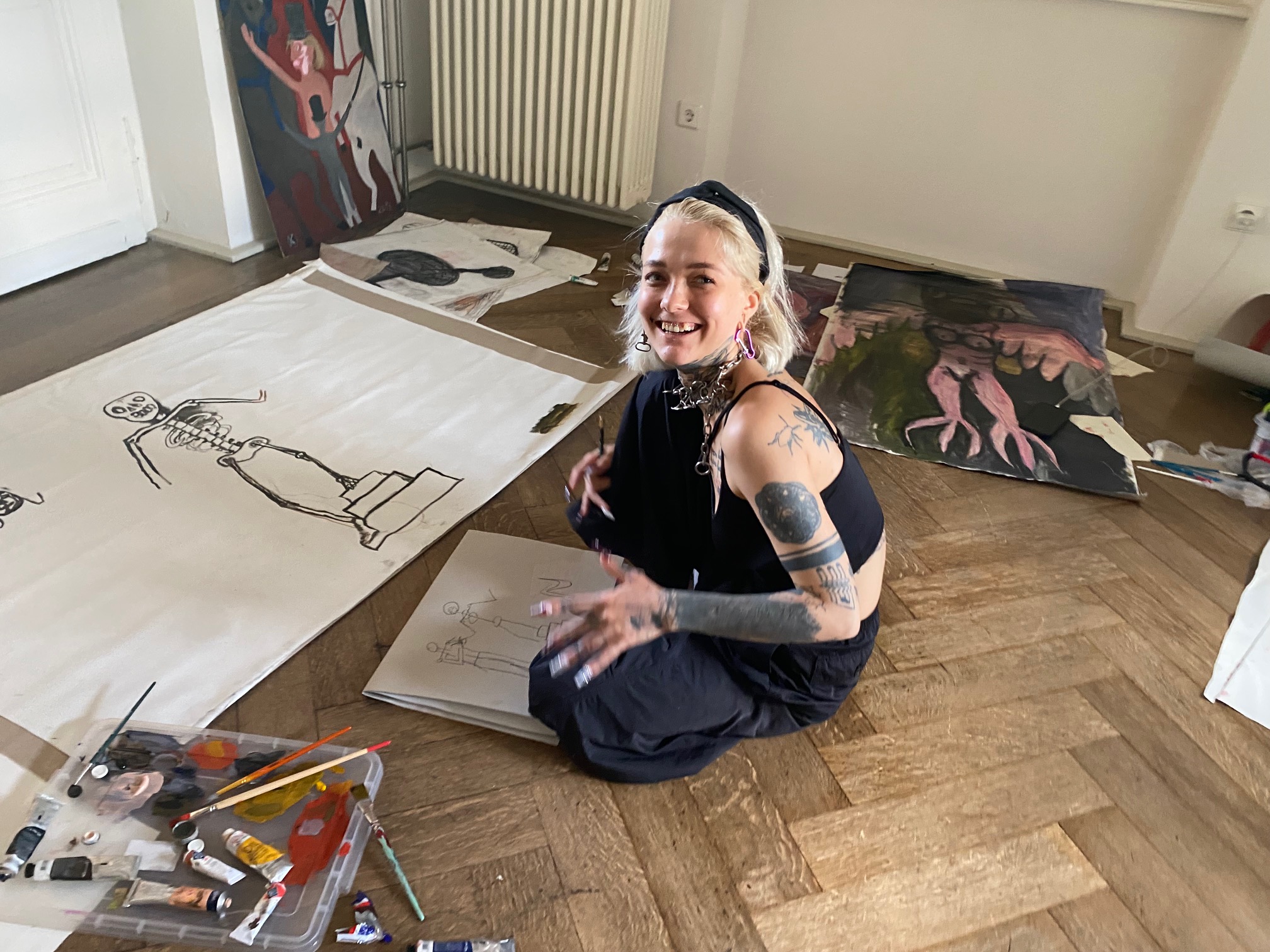 Preparing the exhibition at Villa Böhm