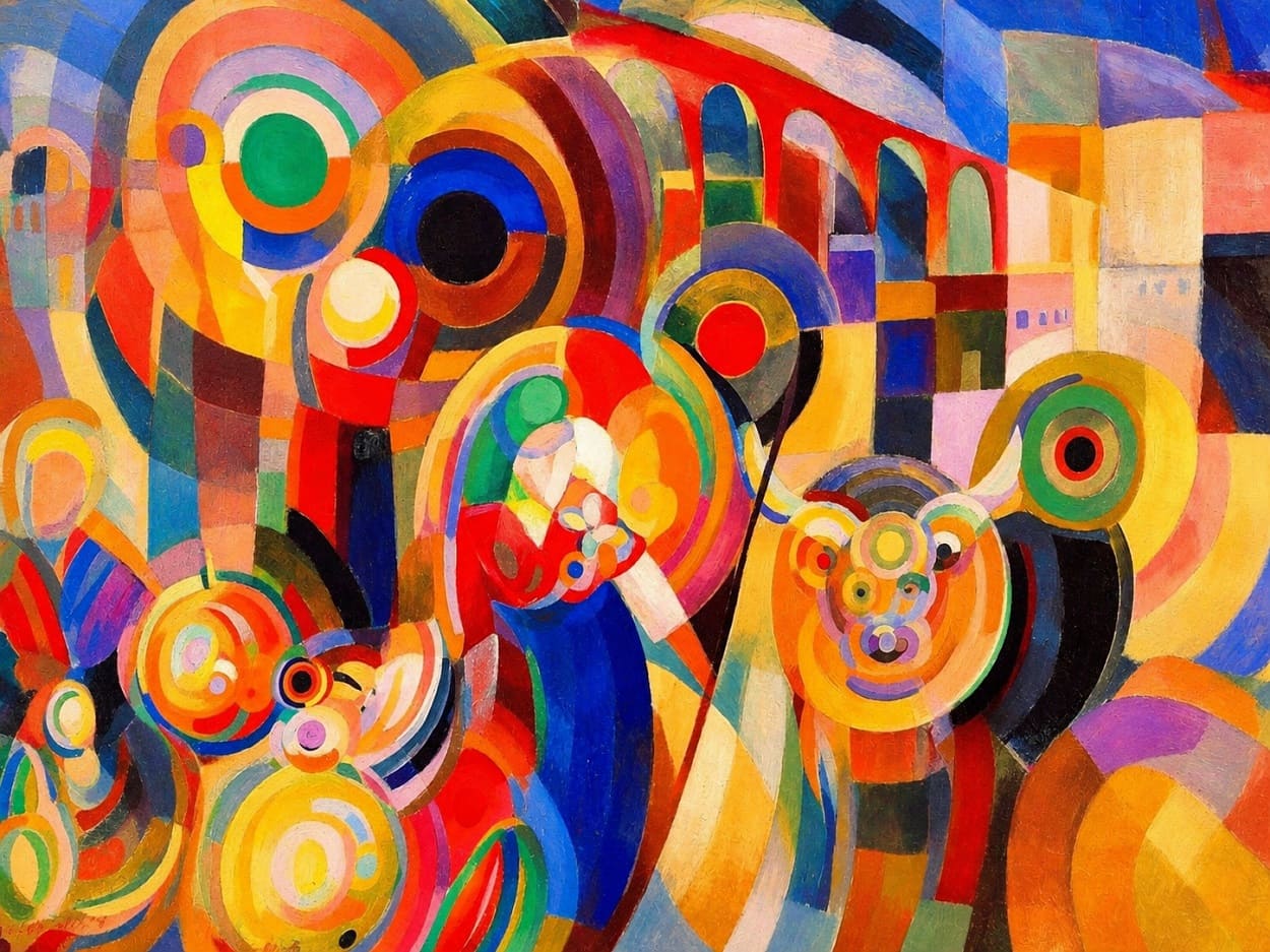 Sonia Delaunay, Marché au Minho (1915) — illustration from Marbeks