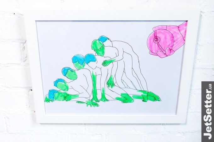 Andrii Siguntsov — drawing with green figures. My Magic Home, 2016. Photo: JetSetter.